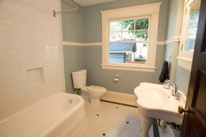 A bathroom remodeled by Complete Construction.