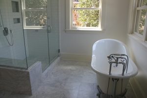 A bathroom remodeled by Complete Construction.