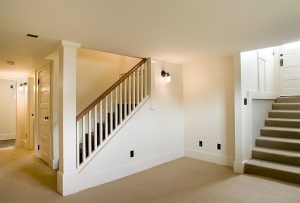 A Basement that has been renovated by Complete Construction.